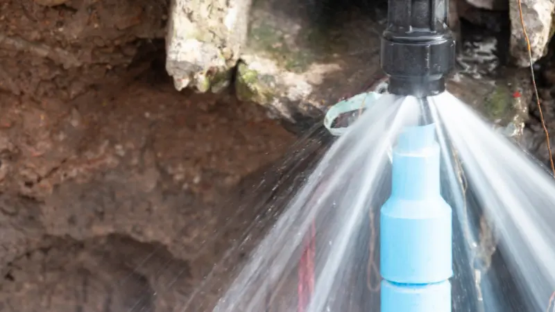 Emergency plumber repairing a burst water pipe in an Oakville, Ontario home