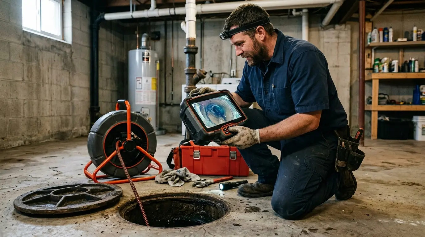 Licensed Oakville plumber using a thermal imaging leak detection camera