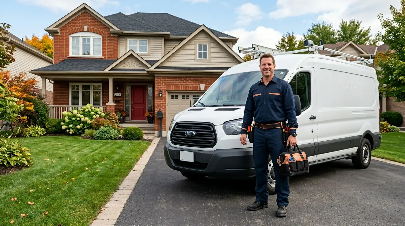 Licensed Oakville Plumbing Pro technician outside a service van