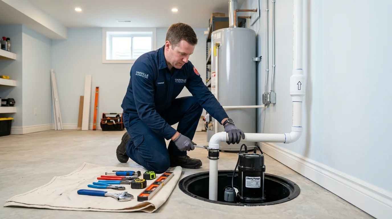 Sump pump installation service in Oakville Ontario by licensed plumber